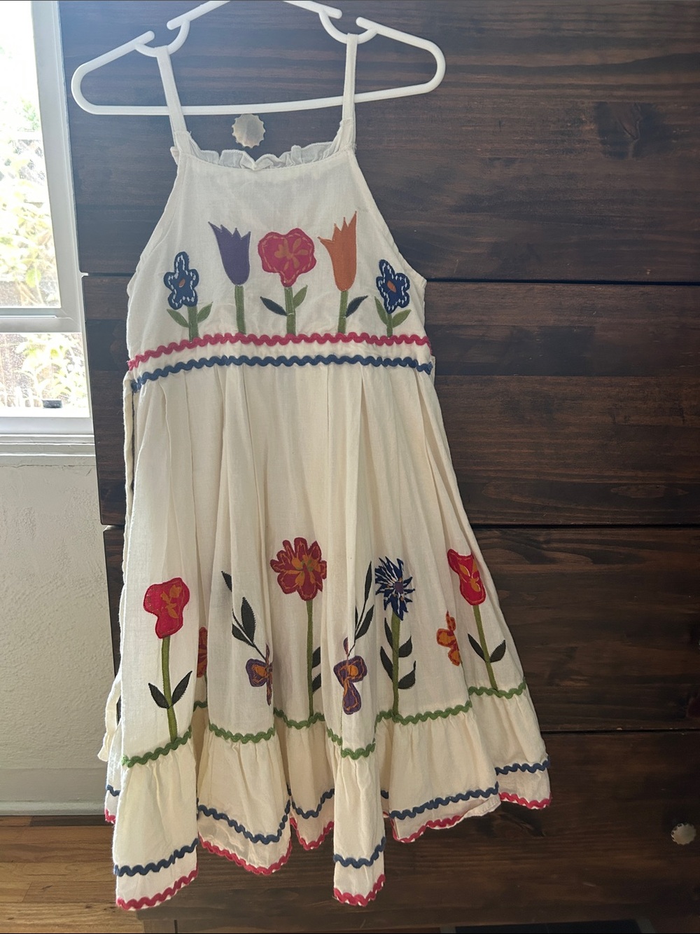 White Floral Embroidered Kids Dress